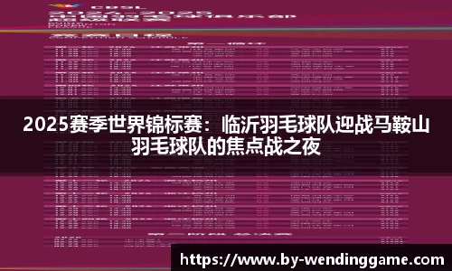 2025赛季世界锦标赛：临沂羽毛球队迎战马鞍山羽毛球队的焦点战之夜